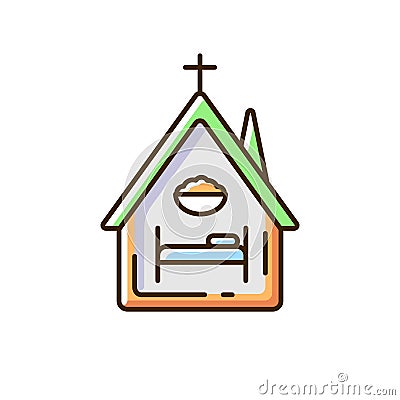 Religious shelter RGB color icon Vector Illustration