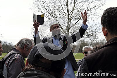 A religious speaker at Speakers Corner,London,UK. Editorial Stock Photo