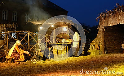 Live Christmas Nativity Scene Editorial Stock Photo