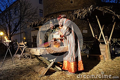 Live Christmas Nativity Scene Editorial Stock Photo