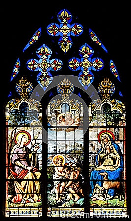 Religious stained class windows Stock Photo