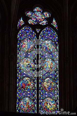 Religious stained glass in France Editorial Stock Photo