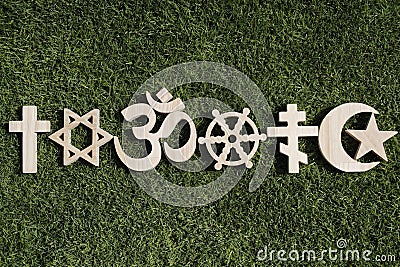 Religion and spirituality. Religious symbols Stock Photo