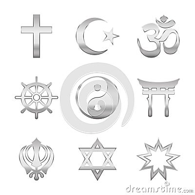 Religious Symbols Silver Vector Illustration