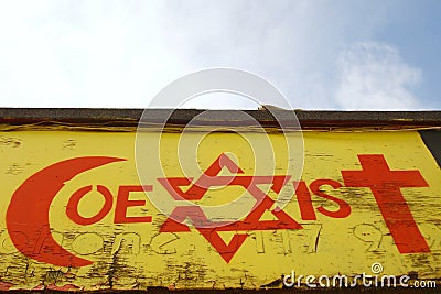 Religious Tolerance Themed Graffiti Editorial Stock Photo