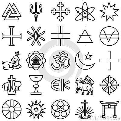 Religious Vector Icons set every single icon can be easily modified or edited Vector Illustration