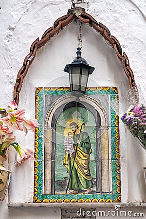 Religious wall painting, Amalfi, Italy Editorial Stock Photo