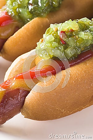 Relish Hot Dog Stock Photo