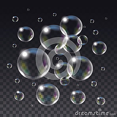 Relistic vector Soap Bubbles. Vector Illustration