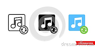 Reload, refresh, repeat music icon of 3 types. Isolated vector sign symbol. Vector Illustration