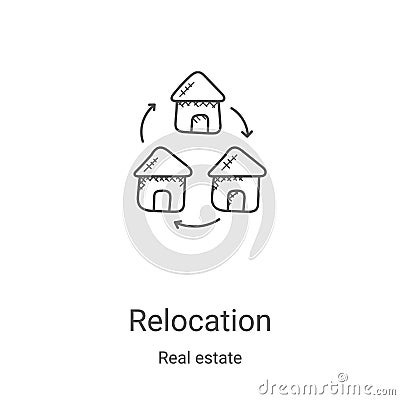 relocation icon vector from real estate collection. Thin line relocation outline icon vector illustration. Linear symbol for use Vector Illustration