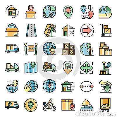 Relocation icons vector flat Vector Illustration