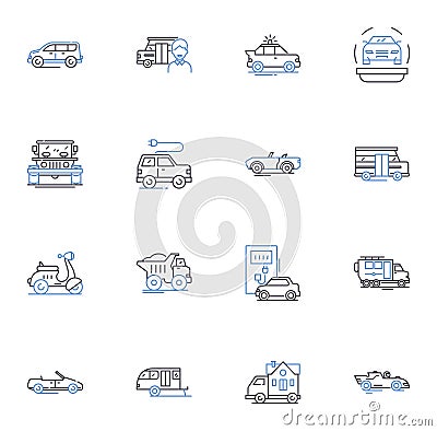 Relocation line icons collection. Move, Transfer, Relocate, Migration, Shift, Change, Remodeling vector and linear Vector Illustration