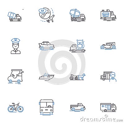 Relocation line icons collection. Move, Transfer, Shift, Migration, Transition, Resettlement, Transferal vector and Vector Illustration