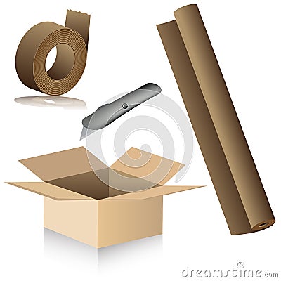 Relocation Packing Supplies Vector Illustration