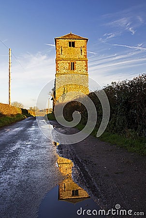 Remaining Church Tower of the demolished St Laurence Church, King's Newnham Stock Photo