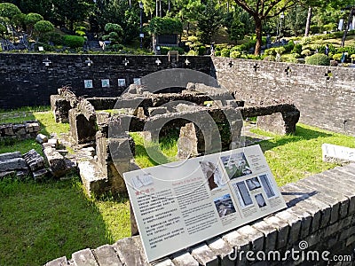 Remaining ruins gate in Kowloon wallet city park historical site and park in hongkong Kowloon Editorial Stock Photo