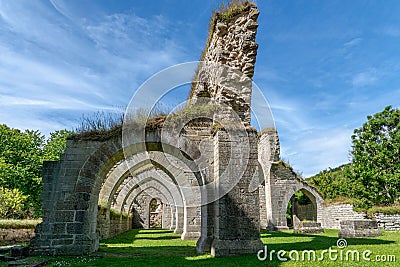 Remaining walls and arches of a medieval cloister Stock Photo
