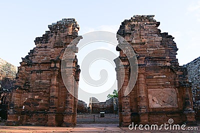 Remaining walls of the ruins of San Ignacio Mini Stock Photo