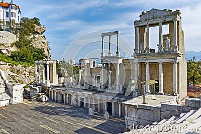 Remainings of Ancient Roman theatre in Plovdiv Stock Photo