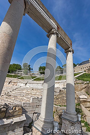 Remainings of Ancient Roman theatre in Plovdiv Stock Photo