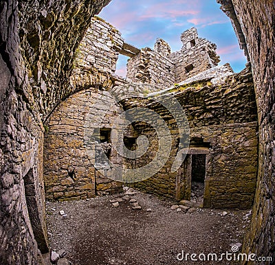 Remainings ruins of O'Brien's castle Inisheer Aran Islands Stock Photo