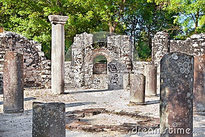 Remains of the ancient Baptistery at Butrint, Albania. Stock Photo