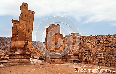 Remains of arched gate in Petra, Jordan Stock Photo