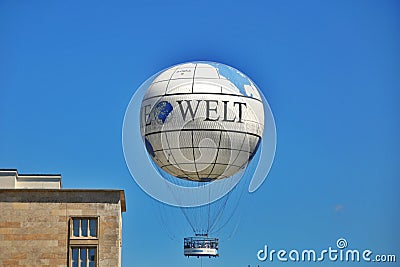Remains of Berlin Wall and Welt Balloon Editorial Stock Photo