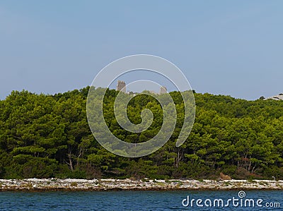 Remains of a castle in the Mediterranean Stock Photo