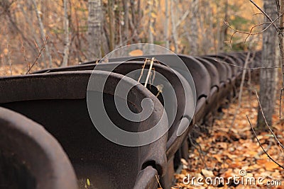 The remains of delelict mining dredge outside of Dawson City,Canada Stock Photo