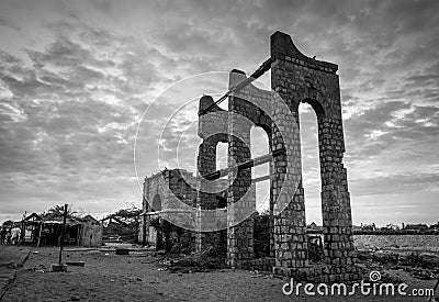 Remains of the Dhanushkodi railway station Stock Photo