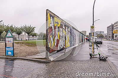 Remains of the famous Berlin Wall in the East Side Gallery, Germany Editorial Stock Photo