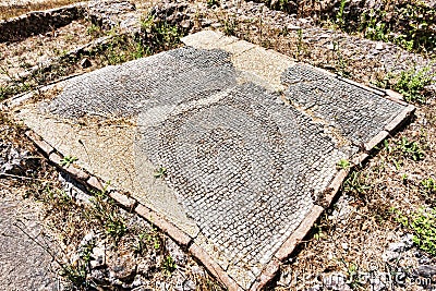 Remains of floor mosaic of frigidarium Stock Photo