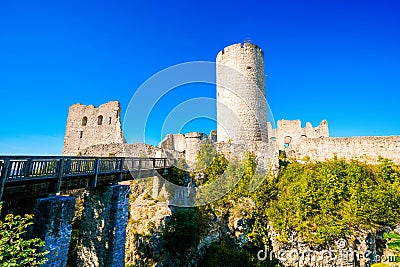 Remains of an old castle ruin in Germany. Wolfstein castle ruins Stock Photo