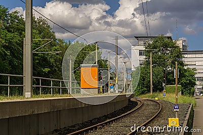 The remains of an old,forgotten tram station Stock Photo