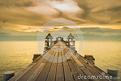 Remains of old temple jutting into the sea Stock Photo