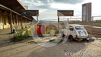 Remains of old train station in Belgrade Serbia Editorial Stock Photo