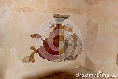 Remains of paintings on the walls of internal buildings in the ruins of the Masada - is a fortress built by Herod the Great on a Stock Photo