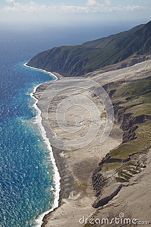 Ash Flows At Soufriere Hills Volcano, Montserrat Stock Photo