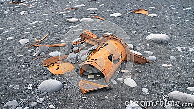 Remains of a shipwreck at the beach of Djupalonssandur, Snaefellsnes Dritvik, Iceland Stock Photo