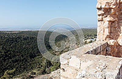 Remains of walls and buildings in the Yehiam fortress Stock Photo