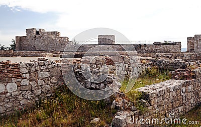 Remains of the walls of the castle Stock Photo