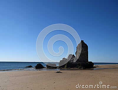 Remains of a watchtower on Gold River beach Stock Photo