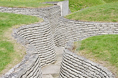 Remains of WW1 Trenches at Vimy Ridge Battlefield. Vimy, France, August 19, 2012. Editorial Stock Photo