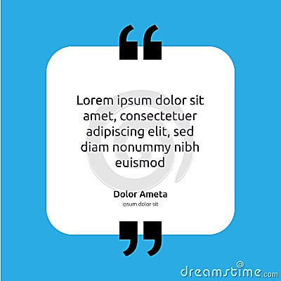 Remark quote text box poster template concept. blank empty frame citation. Quotation paragraph symbol icon. double bracket comma m Vector Illustration