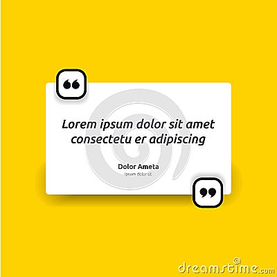 Remark quote text box poster template concept. blank empty frame citation. Quotation paragraph symbol icon. double bracket comma m Vector Illustration