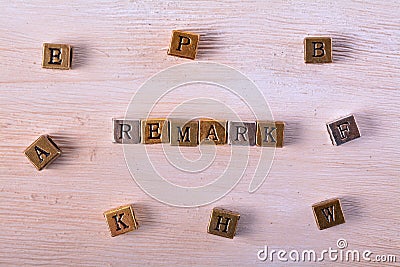 Remark word metal block Stock Photo