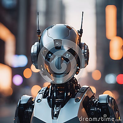 modern robots with sophisticated bodies and equipped with artificial intelligence Stock Photo