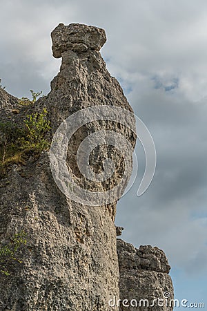 Remarkable rock in the city of stones, within Grands Causses Regional Natural Park, listed natural site Stock Photo